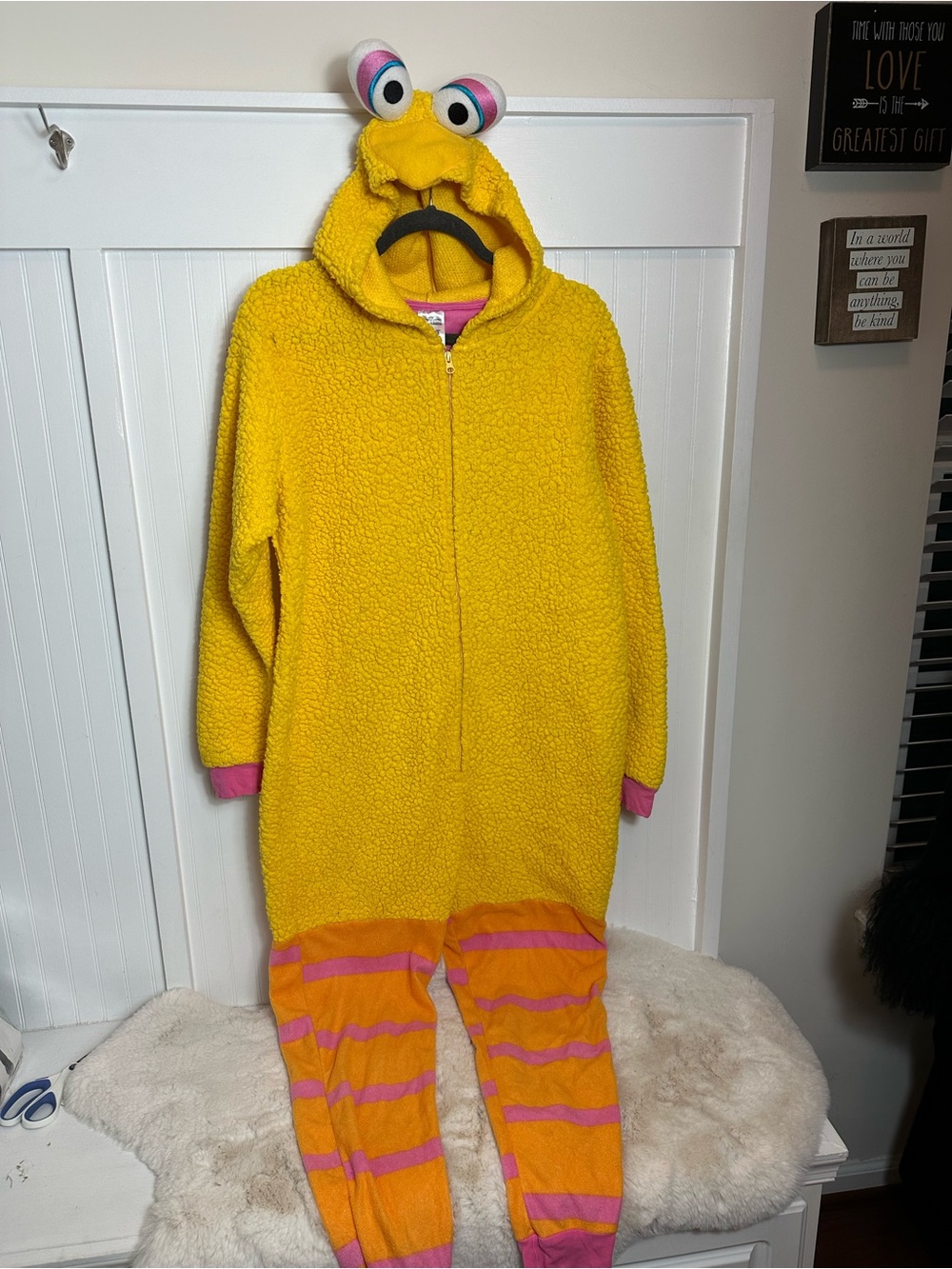 Sesame Street Big Bird Yellow Hooded Union Suit Costume - Picture 4 of 14
